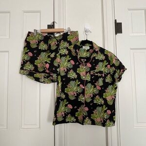 Super Cute Mahogany - Cactus on Black PJ Short Set women’s size Small